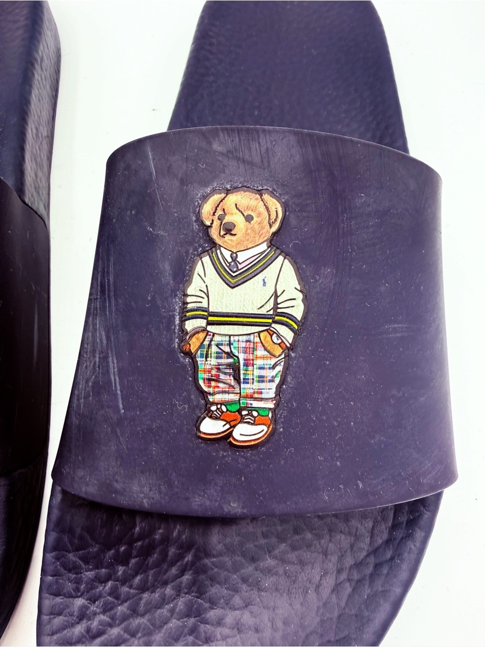 Polo Ralph Lauren Teddy Bear Slide Navy Blue Sz 12 Men’s Sandal